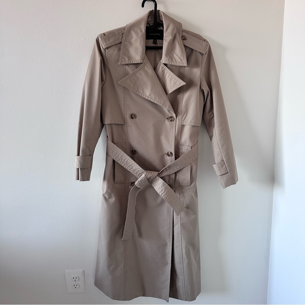 Banana Republic Taupe Double-Breasted Trench Coat